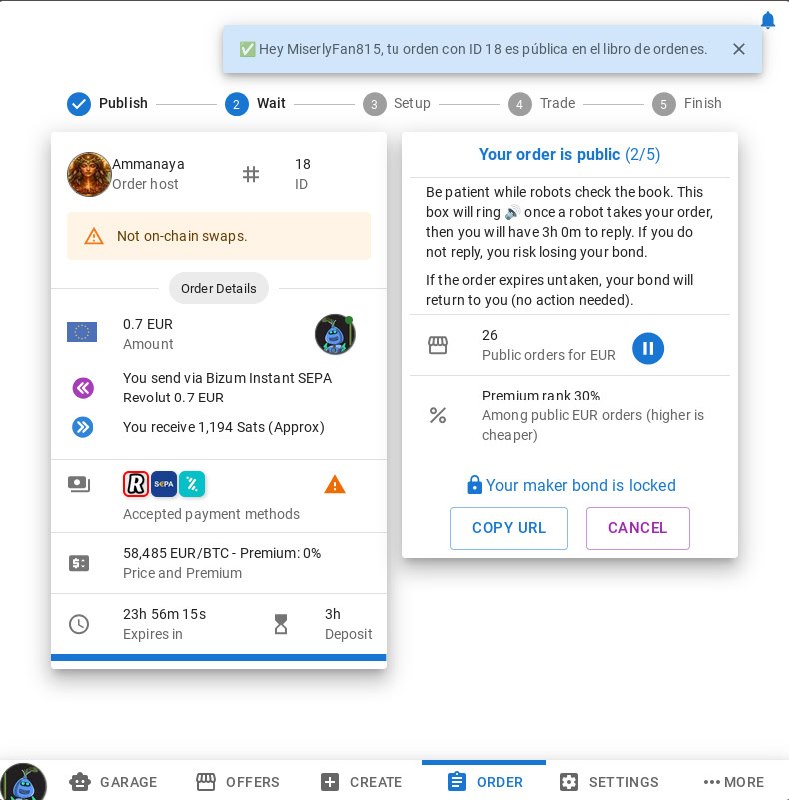 Order public, waiting for seller