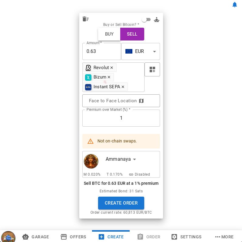 Create sell order