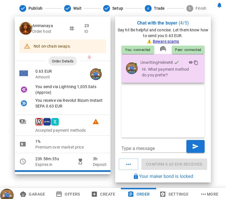 Chat with buyer - ask payment preference