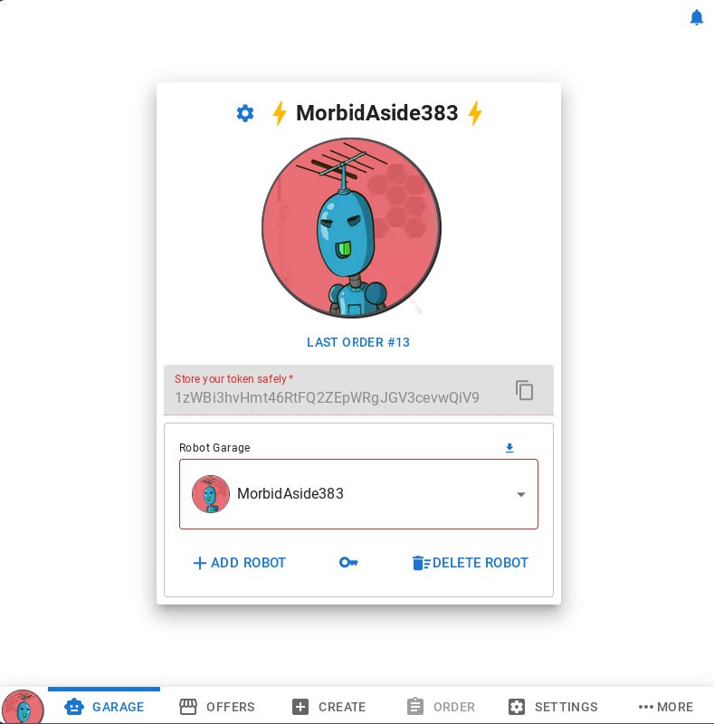 Robot generated with token