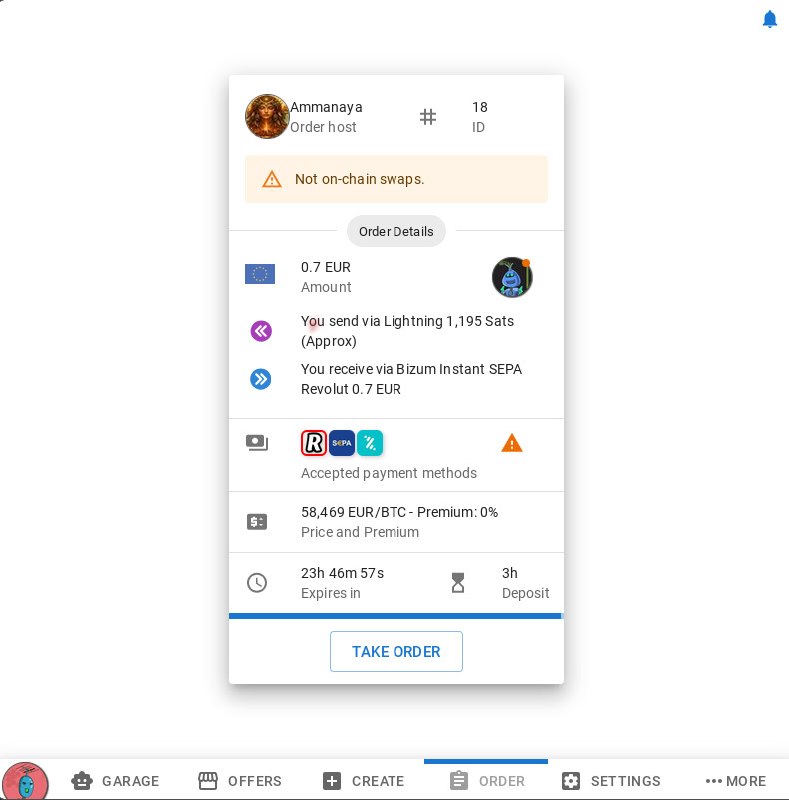 Order details and take order