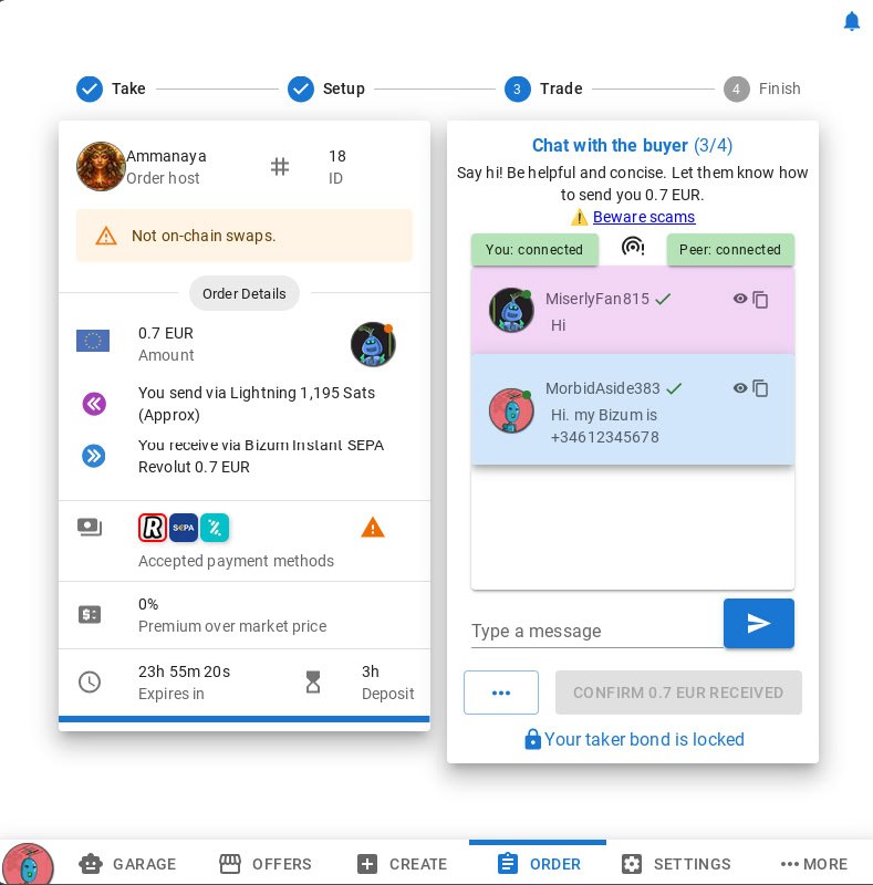 Chat with buyer and share payment details